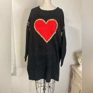 Molly bracken heart stitch lace up oversized sweater dress